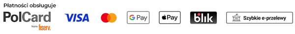 Płatności obsługuje PolCard from Fiserv — Visa, Mastercard, Google Pay, Apple Pay, Blik, Szybkie e-przelewy
